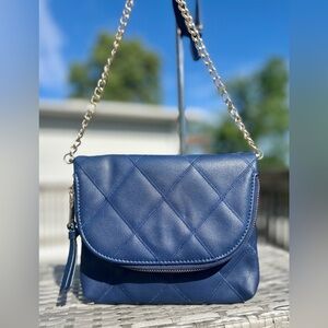 NWOT Urban Expressions Vegan Leather Deep Blue Quilted Fold Top Crossbody Bag​
